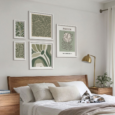 Set di 5 quadri Forme vegetali astratte in stile boho