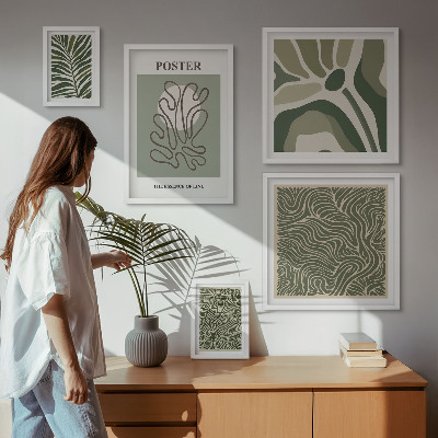 Set di 5 quadri Forme vegetali astratte in stile boho