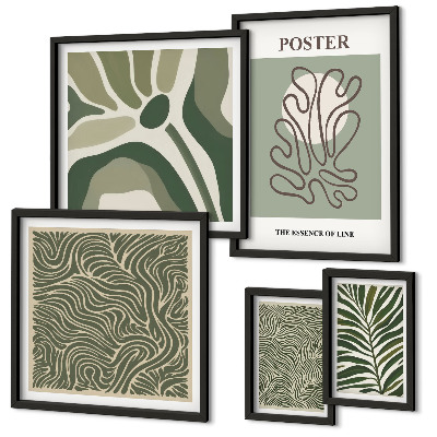 Set di 5 quadri Forme vegetali astratte in stile boho