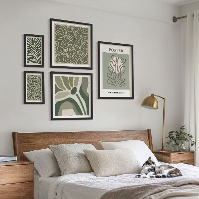 Set di 5 quadri Forme vegetali astratte in stile boho