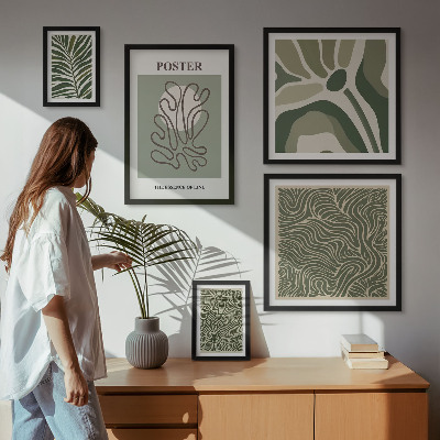 Set di 5 quadri Forme vegetali astratte in stile boho