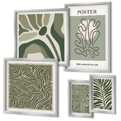 Set di 5 quadri Forme vegetali astratte in stile boho