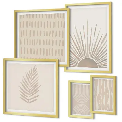 Polittico con cornice con eleganti decorazioni geometriche ispirate alla natura