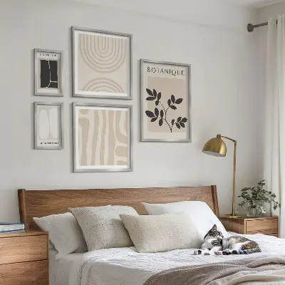 Set di 5 quadri con eleganti grafiche vegetali