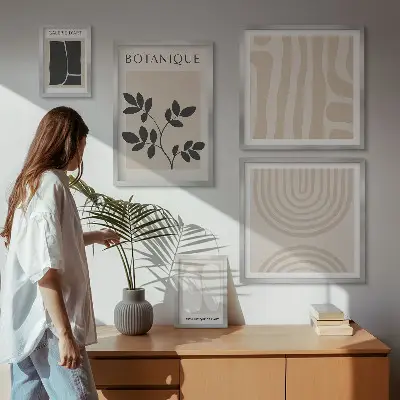 Set di 5 quadri con eleganti grafiche vegetali