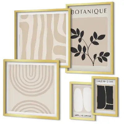 Set di 5 quadri con eleganti grafiche vegetali