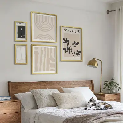 Set di 5 quadri con eleganti grafiche vegetali