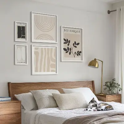 Set di 5 quadri con eleganti grafiche vegetali