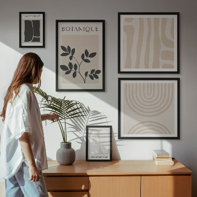 Set di 5 quadri Eleganti grafiche vegetali