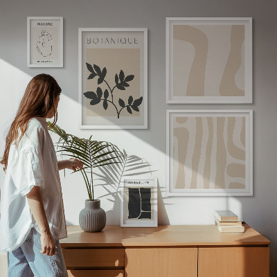 Set di quadri incorniciati Eleganti grafiche astratte di piante