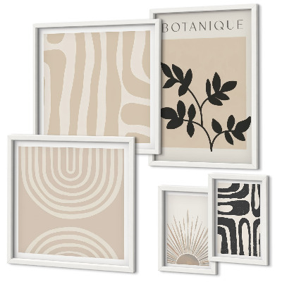 Set di 5 quadri Eleganti motivi vegetali neutri