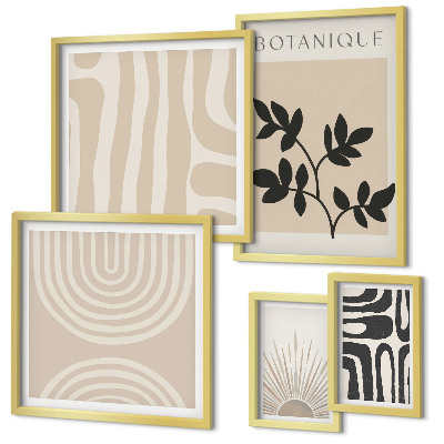 Set di 5 quadri Eleganti motivi vegetali neutri