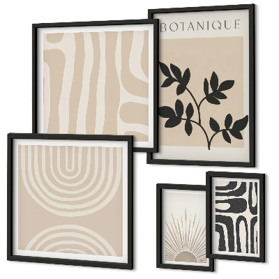 Set di 5 quadri Eleganti motivi vegetali neutri