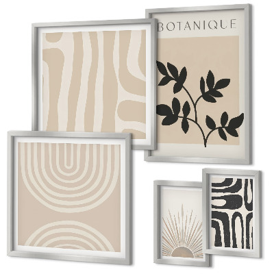 Set di 5 quadri Eleganti motivi vegetali neutri