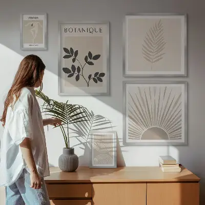 Set di quadri incorniciati con eleganti decorazioni floreali geometriche