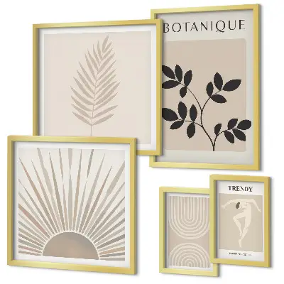 Set di quadri incorniciati con eleganti decorazioni floreali geometriche