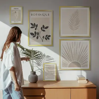 Set di quadri incorniciati con eleganti decorazioni floreali geometriche