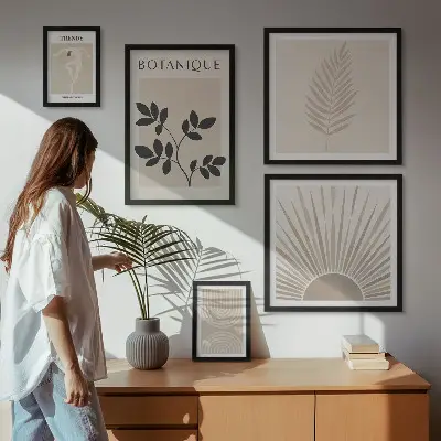Set di quadri incorniciati con eleganti decorazioni floreali geometriche