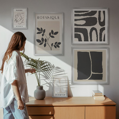 Polittico con cornice Eleganti grafiche astratte di piante