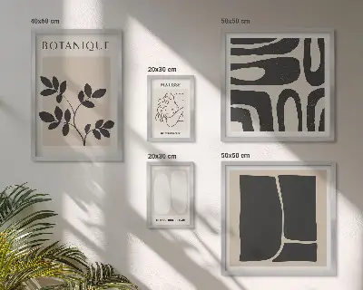 Polittico con cornice con eleganti grafiche astratte di piante