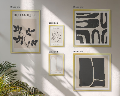 Polittico con cornice Eleganti grafiche astratte di piante