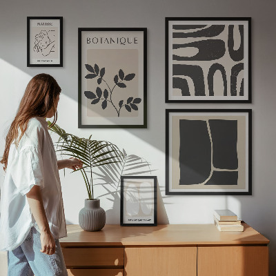 Polittico con cornice Eleganti grafiche astratte di piante