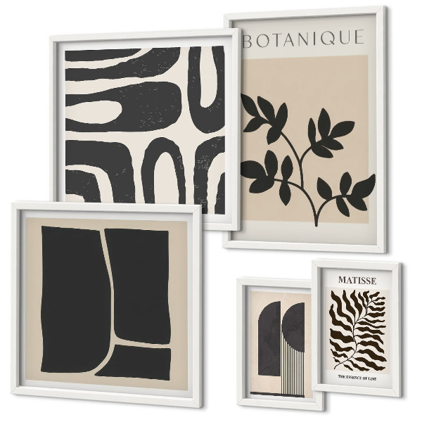 Set di 5 quadri Grafica astratta naturalistica elegante