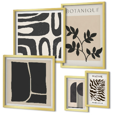 Set di 5 quadri Grafica astratta naturalistica elegante