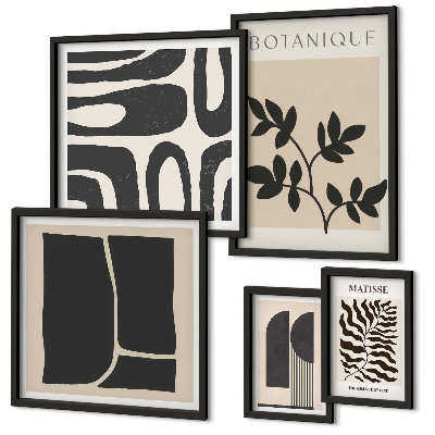 Set di 5 quadri Grafica astratta naturalistica elegante
