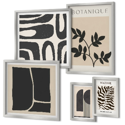 Set di 5 quadri Grafica astratta naturalistica elegante