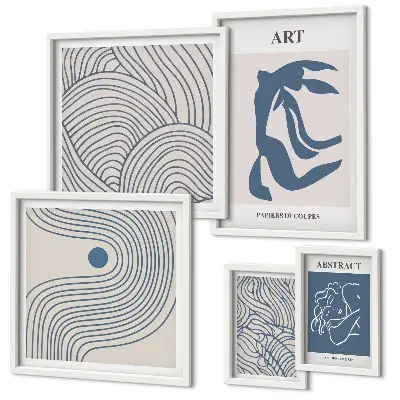 Set di quadri incorniciati con linee astratte moderne
