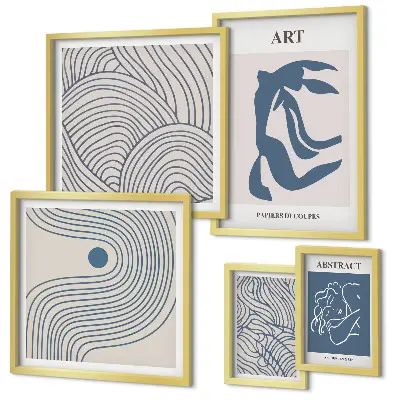 Set di quadri incorniciati con linee astratte moderne