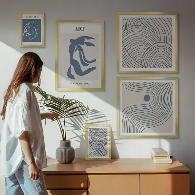 Set di quadri incorniciati con linee astratte moderne