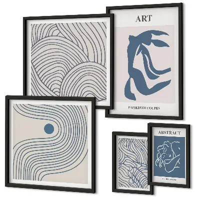 Set di quadri incorniciati con linee astratte moderne