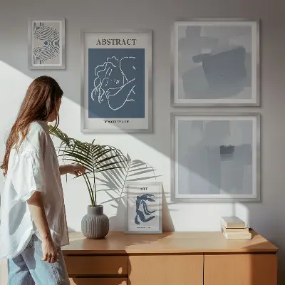 Polittico con cornice decorazione da parete con astrazioni minimaliste eleganti