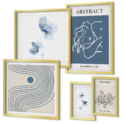 Set di 5 quadri con stampa dallo stile floreale astratto moderno