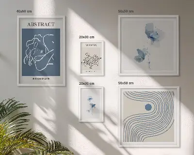Set di 5 quadri con stampa dallo stile floreale astratto moderno