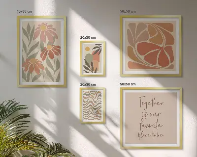 Polittico con cornice decorazione elegante con fiori naturali