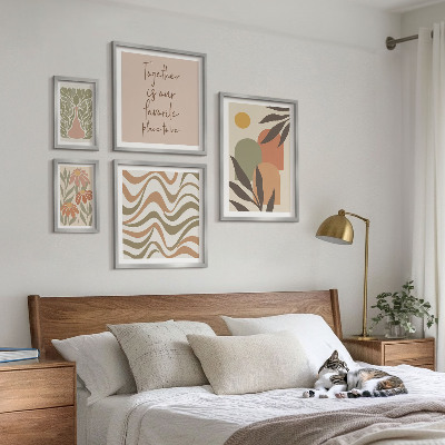 Set di 5 quadri Eleganti decorazioni per piante dai colori pastello