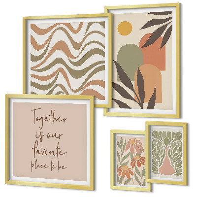 Set di 5 quadri Eleganti decorazioni per piante dai colori pastello