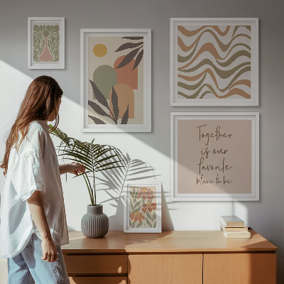 Set di 5 quadri Eleganti decorazioni per piante dai colori pastello