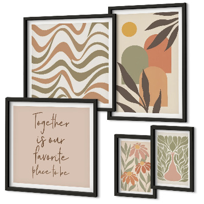 Set di 5 quadri Eleganti decorazioni per piante dai colori pastello