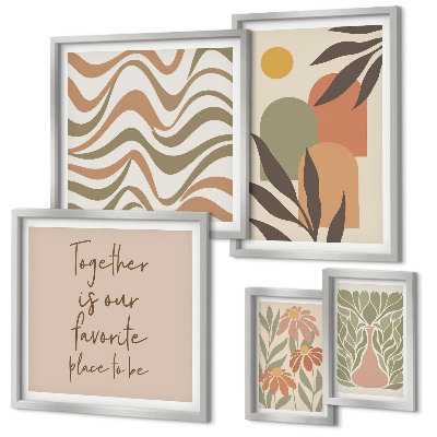 Set di 5 quadri Eleganti decorazioni per piante dai colori pastello