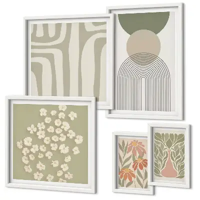 Set di quadri incorniciati con eleganti grafiche floreali dai colori pastello
