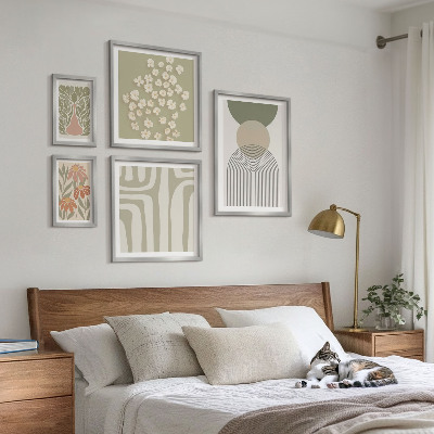 Set di quadri incorniciati Eleganti grafiche floreali dai colori pastello