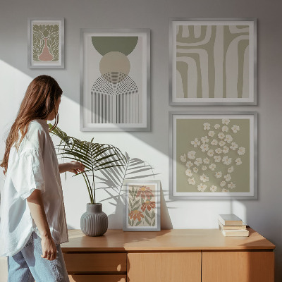 Set di quadri incorniciati Eleganti grafiche floreali dai colori pastello