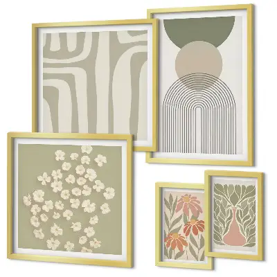 Set di quadri incorniciati con eleganti grafiche floreali dai colori pastello