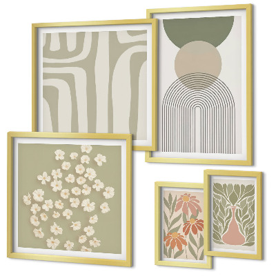 Set di quadri incorniciati Eleganti grafiche floreali dai colori pastello