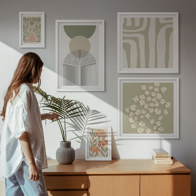 Set di quadri incorniciati Eleganti grafiche floreali dai colori pastello