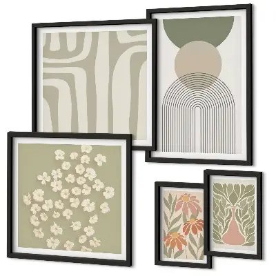 Set di quadri incorniciati con eleganti grafiche floreali dai colori pastello